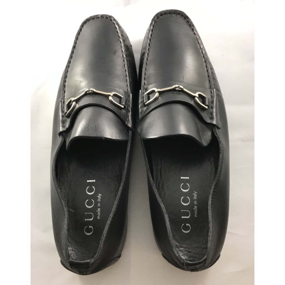 Men’s Gucci Black Leather Square Toe Loafers